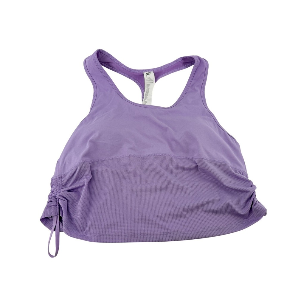 Fabletics Women's Ruched Racerback‎ Sports Bra Purple XL Cashel Midi Logo